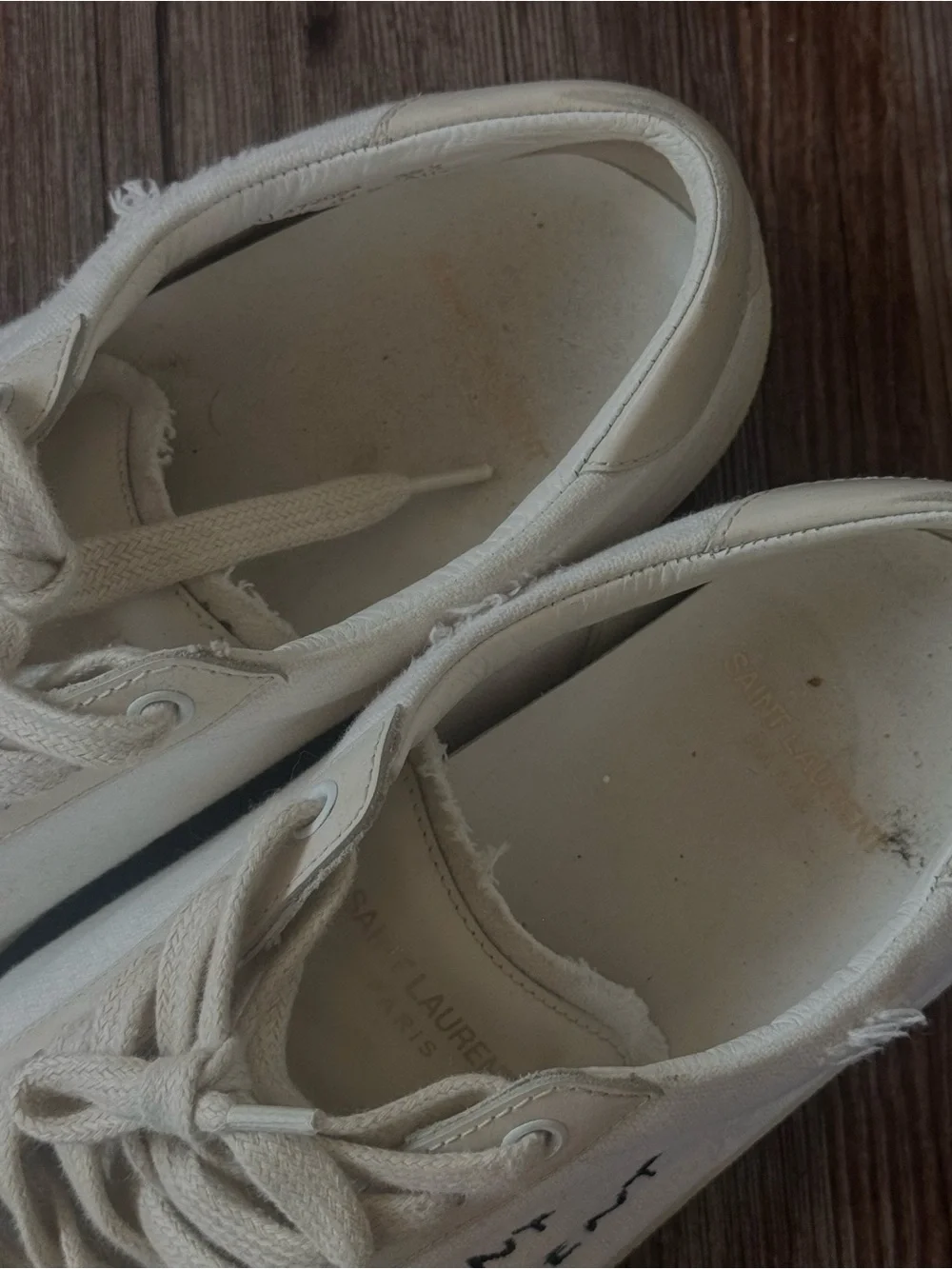 Saint Laurent Cream Off-White Canvas Low-Top Sneakers